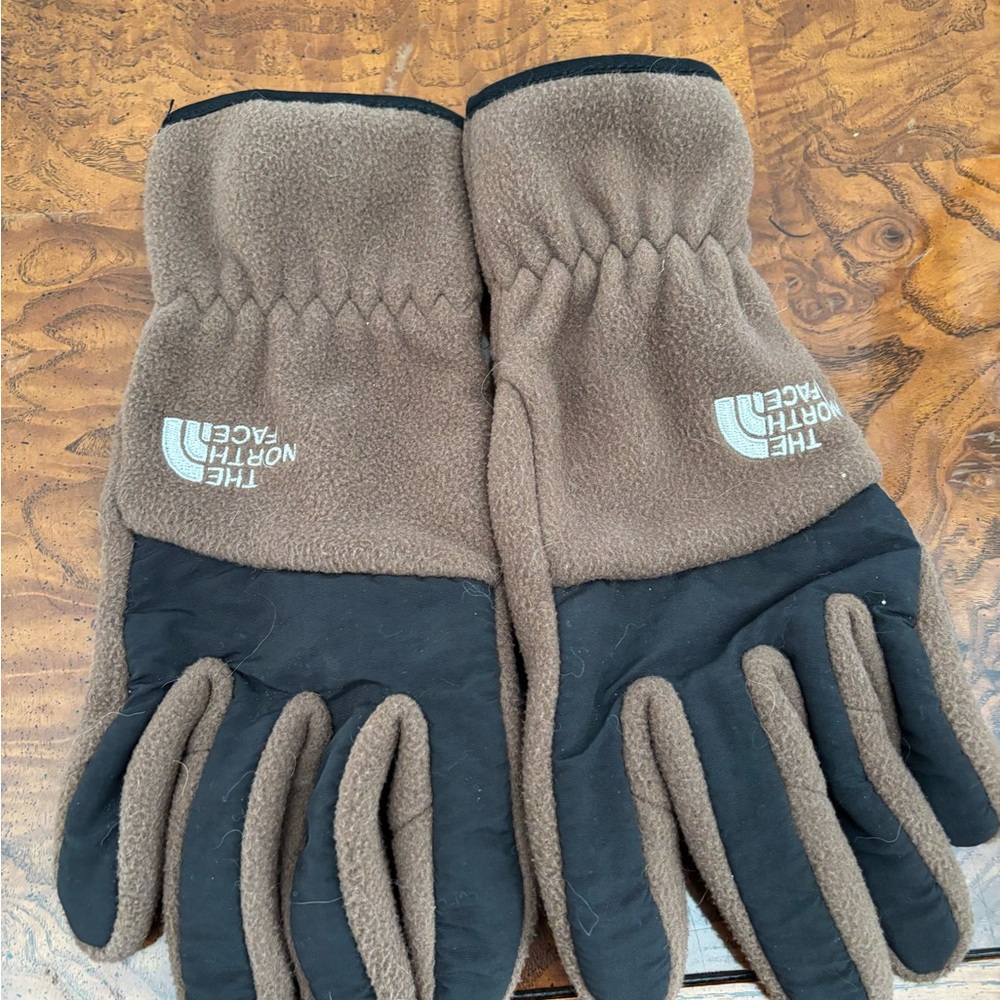 The North Face Tan and Black Fleece Gloves